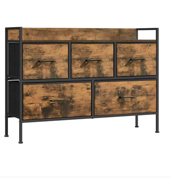 Dressoir met 5 Stoffen Lades – Opbergkast voor Slaapkamer & Woonkamer