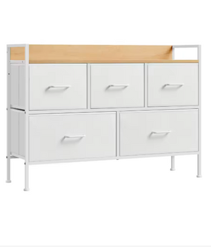 Dressoir met 5 Stoffen Lades – Opbergkast voor Slaapkamer & Woonkamer