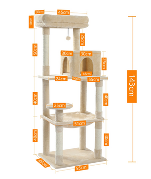 Kattenboom - 45 x 55 x 143cm - Grijs/Beige