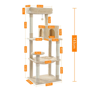 Kattenboom - 45 x 55 x 143cm - Grijs/Beige