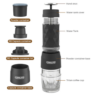 Cafelffe 3-in-1 Draagbare Koffiemachine – Warm/Koud Water Handmatige Espressomachine