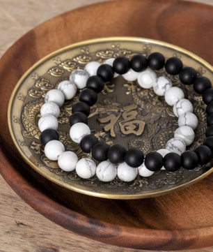 Yin Yang Edelsteen Armbanden Set – Howliet & Onyx Armbanden voor Koppels en Vrienden