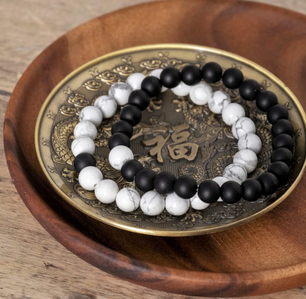 Yin Yang Edelsteen Armbanden Set – Howliet & Onyx Armbanden voor Koppels en Vrienden