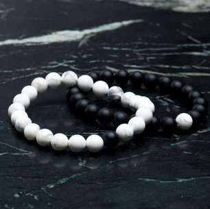 Yin Yang Edelsteen Armbanden Set – Howliet & Onyx Armbanden voor Koppels en Vrienden