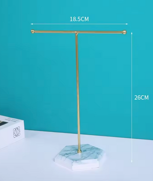 Elegante Sieradenhouder met Marmeren Patroon – Stijlvolle T-vormige Houder