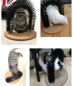 Katten Speelboog met Massage Wrijfborstel en Krabkussen – Interactief Speelgoed voor Katten