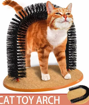 Katten Speelboog met Massage Wrijfborstel en Krabkussen – Interactief Speelgoed voor Katten