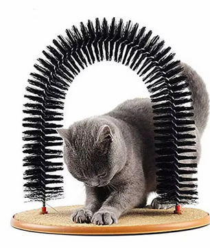 Katten Speelboog met Massage Wrijfborstel en Krabkussen – Interactief Speelgoed voor Katten
