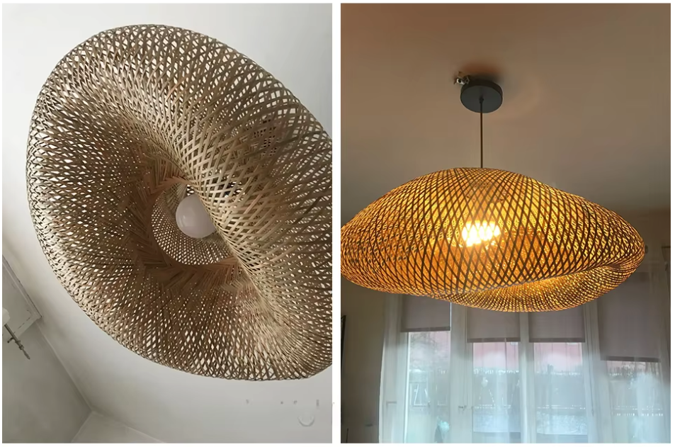 Handgeweven rotan hanglamp, lampenkap van natuurlijk bamboe - België Handgeweven rotan hanglamp, lampenkap van natuurlijk bamboe - België