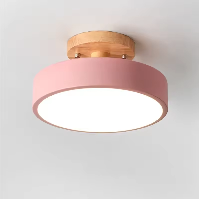 Aurora Plafondlamp – Scandinavische Stijl met Houten Plafond Plaat