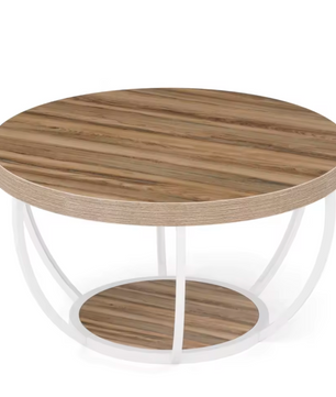 2-Laags Ronde Salontafel – Industriële Stijl