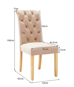 Set van 2 Fluwelen Eetkamerstoelen met Eikenhouten Poten