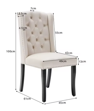 Set van 2 Fluwelen Eetkamerstoelen met Eikenhouten Poten