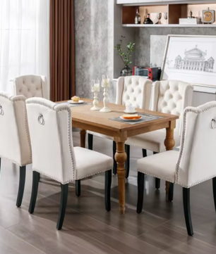 Set van 2 Fluwelen Eetkamerstoelen met Eikenhouten Poten