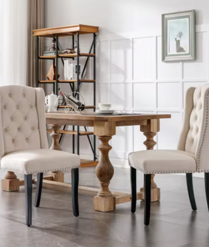 Set van 2 Fluwelen Eetkamerstoelen met Eikenhouten Poten