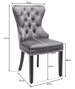 Set van 2 Fluwelen Eetkamerstoelen met Eikenhouten Poten