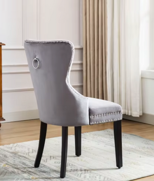 Set van 2 Fluwelen Eetkamerstoelen met Eikenhouten Poten