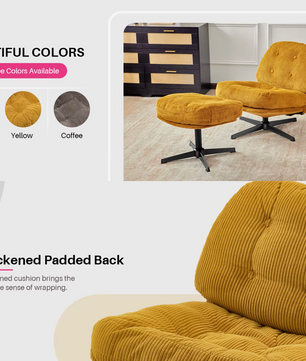 Corduroy Accentstoel met Poef – Loungestoel