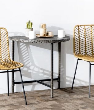Set van 2 Boheemse Eetkamerstoelen – Synthetisch Rotan en Zwarte Stalen Poten