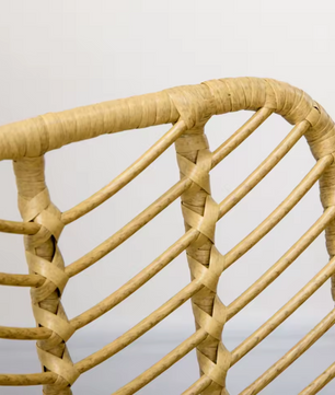 Set van 2 Boheemse Eetkamerstoelen – Synthetisch Rotan en Zwarte Stalen Poten