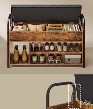 Schoenenbank met Opbergruimte en Comfortabele Zitting – Vintage Design