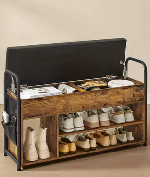 Schoenenbank met Opbergruimte en Comfortabele Zitting – Vintage Design