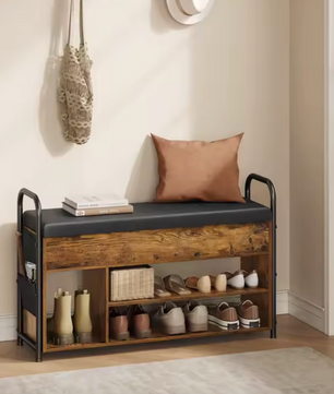 Schoenenbank met Opbergruimte en Comfortabele Zitting – Vintage Design