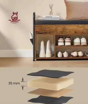 Schoenenbank met Opbergruimte en Comfortabele Zitting – Vintage Design