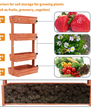 4-Laags Verhoogde Plantenbak met Ladderdesign