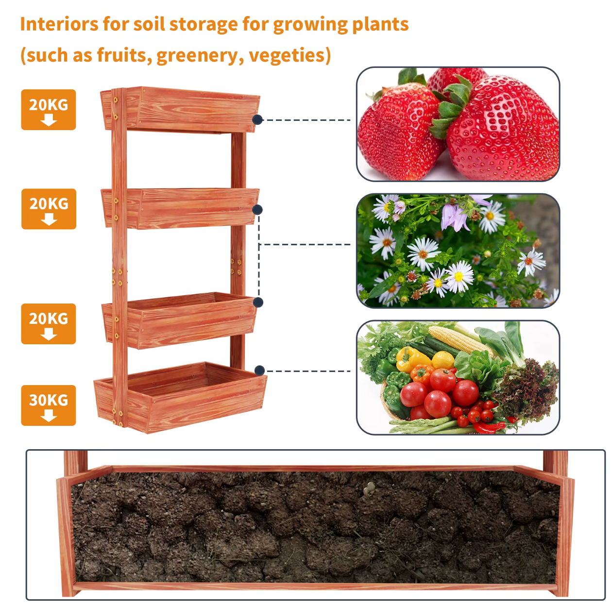 4-Laags Verhoogde Plantenbak met Ladderdesign