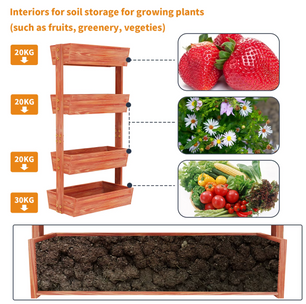 4-Laags Verhoogde Plantenbak met Ladderdesign