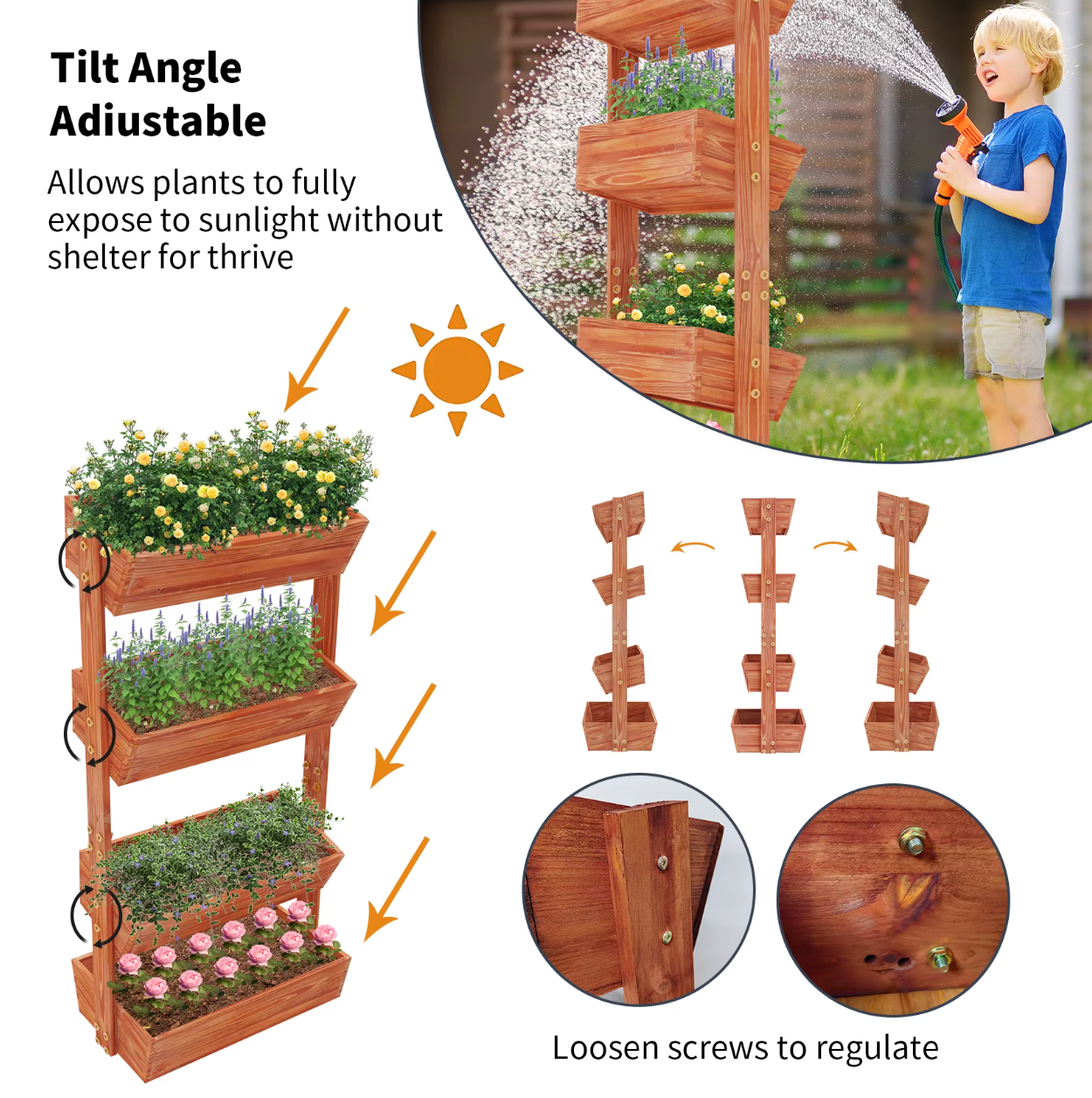 4-Laags Verhoogde Plantenbak met Ladderdesign
