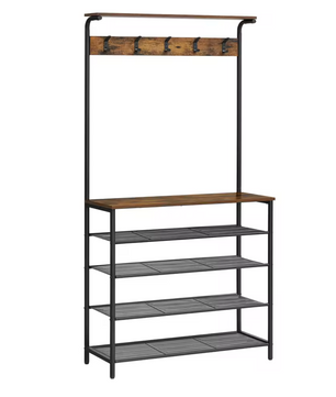 Kapstok met Schoenenrek en Plank – Vintage bruin en zwart