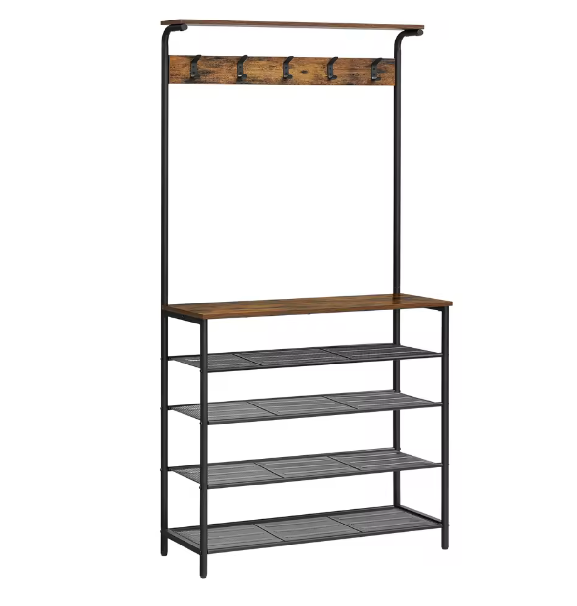 Kapstok met Schoenenrek en Plank – Vintage bruin en zwart