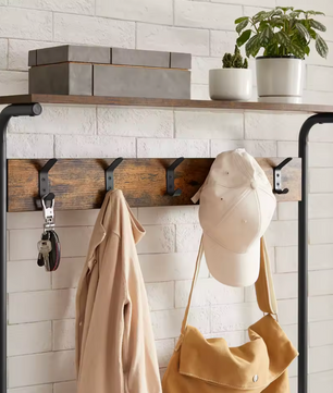 Kapstok met Schoenenrek en Plank – Vintage bruin en zwart