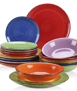 Mexicaanse Stijl Kleurenmix Serviesset – 18/36 Stuks Keramiek Dinerborden, Soepplaten, Dessertborden