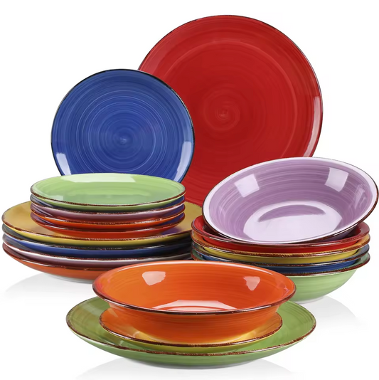 Mexicaanse Stijl Kleurenmix Serviesset – 18/36 Stuks Keramiek Dinerborden, Soepplaten, Dessertborden