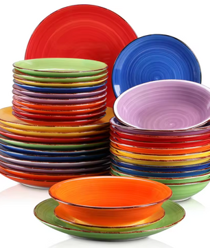 Mexicaanse Stijl Kleurenmix Serviesset – 18/36 Stuks Keramiek Dinerborden, Soepplaten, Dessertborden