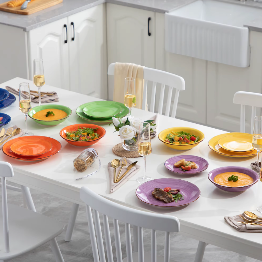 Mexicaanse Stijl Kleurenmix Serviesset – 18/36 Stuks Keramiek Dinerborden, Soepplaten, Dessertborden