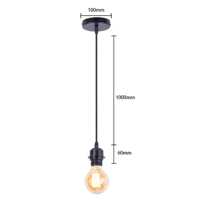 Retro Industriële Hanglamp – Zwart Ijzer E27 Geometrisch Design