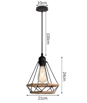 Retro Industriële Hanglamp – Zwart Ijzer E27 Geometrisch Design