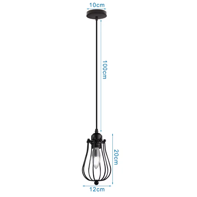 Retro Industriële Hanglamp – Zwart Ijzer E27 Geometrisch Design
