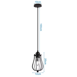 Retro Industriële Hanglamp – Zwart Ijzer E27 Geometrisch Design