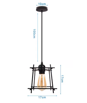 Retro Industriële Hanglamp – Zwart Ijzer E27 Geometrisch Design