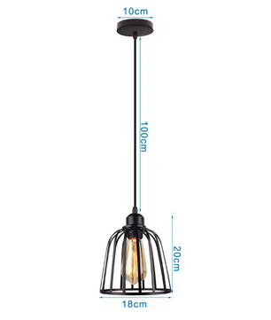 Retro Industriële Hanglamp – Zwart Ijzer E27 Geometrisch Design