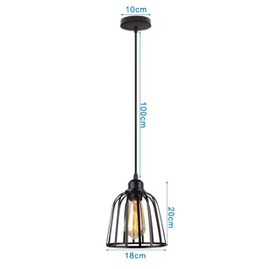Retro Industriële Hanglamp – Zwart Ijzer E27 Geometrisch Design