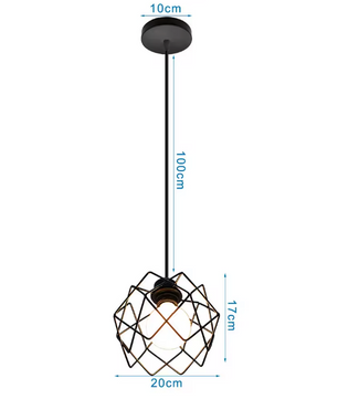 Retro Industriële Hanglamp – Zwart Ijzer E27 Geometrisch Design