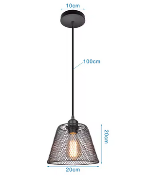 Retro Industriële Hanglamp – Zwart Ijzer E27 Geometrisch Design