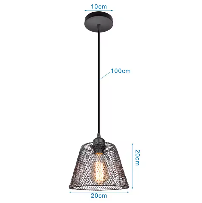 Retro Industriële Hanglamp – Zwart Ijzer E27 Geometrisch Design