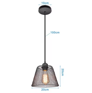Retro Industriële Hanglamp – Zwart Ijzer E27 Geometrisch Design